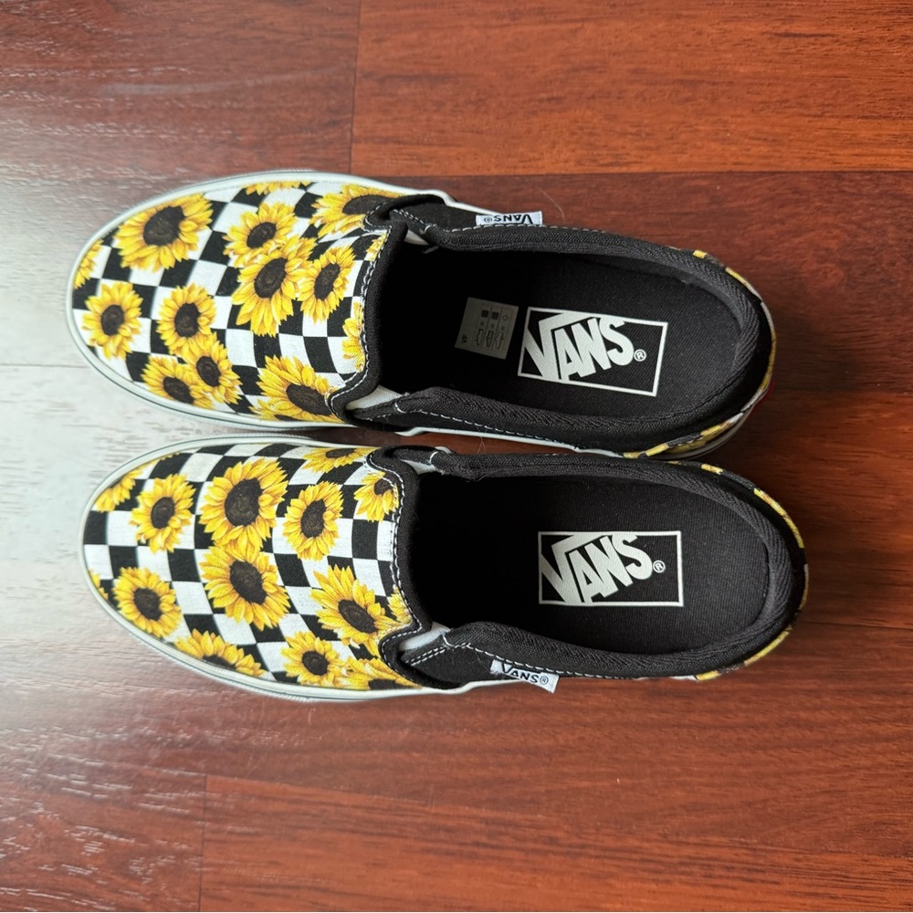 Vans Black and Yellow Checkerboard Slip-On Sneakers
